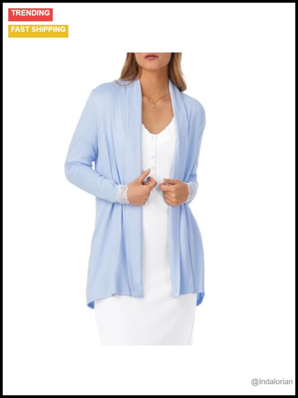 Eileen West Women's Wrap Cardigan Sweater Knit Lounge Sleepwear